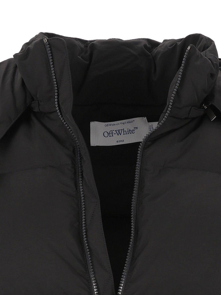Off-White Bookish Nyl Twill Racing Puffer Coats - Nero | 2e695b6a3333cc57b6939c0001f7f7711f4fe639
