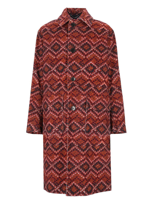 Long Printed Velvet Coat Coats Rosso