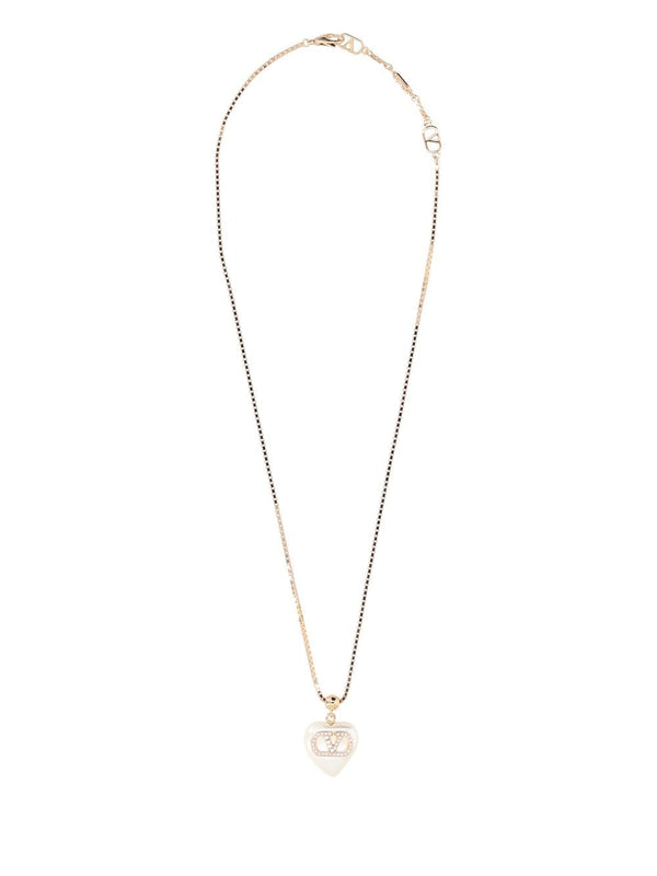 Vlogo Signature Strass Necklace (L.42) Metall/Strass/Perle Schmuck Gold