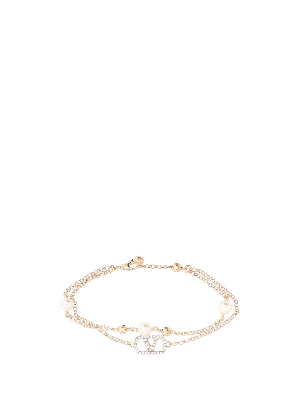 Valentino Garavani Vlogo Signature Pearl Bracelet Metallo/Perla/Strass Gioielli - Oro | aa2b314620cd0a91215c692ec02caeeb15b93ddd