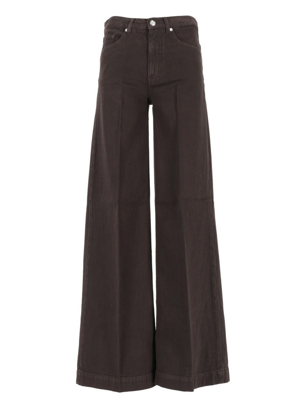 Nadia Palazzo Pantalones Vaqueros Lona Marrón