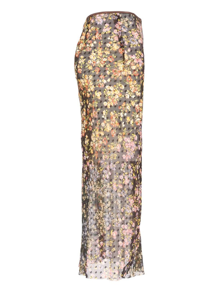 Dries Van Noten Sati Jacquard Printed Long Skirt With Mini Floral Patchwork Gonne - Multicolor | 58437c2f9182bb83e2603fafb258017fbac4ade6