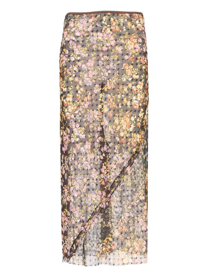 Dries Van Noten Sati Jacquard Printed Long Skirt With Mini Floral Patchwork Gonne - Multicolor | ef72d97da0c746e7a2ed5edbfd1b73ee9017c80c