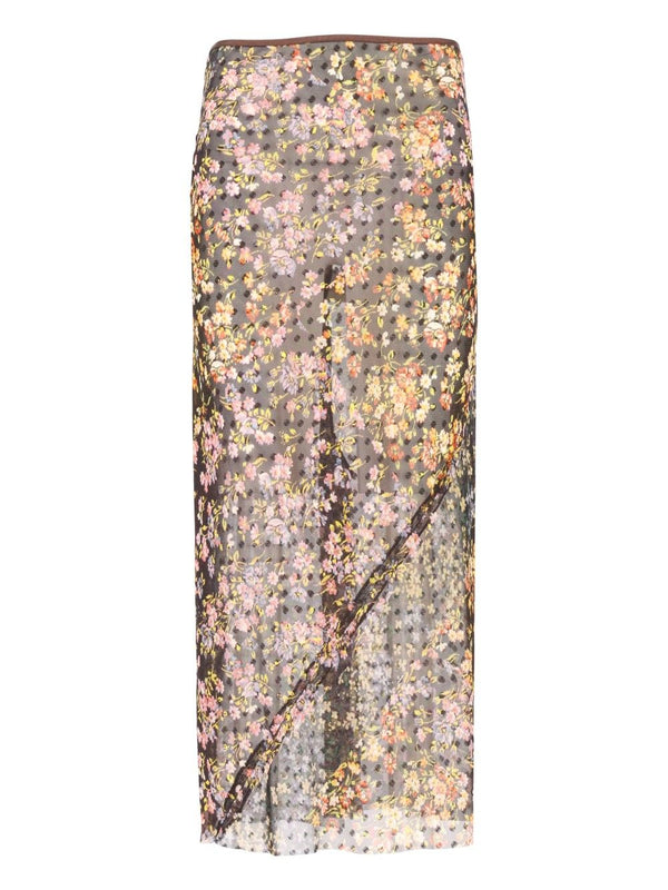 Sati Jacquard Printed Long Skirt With Mini Floral Patchwork Skirts Multicolor