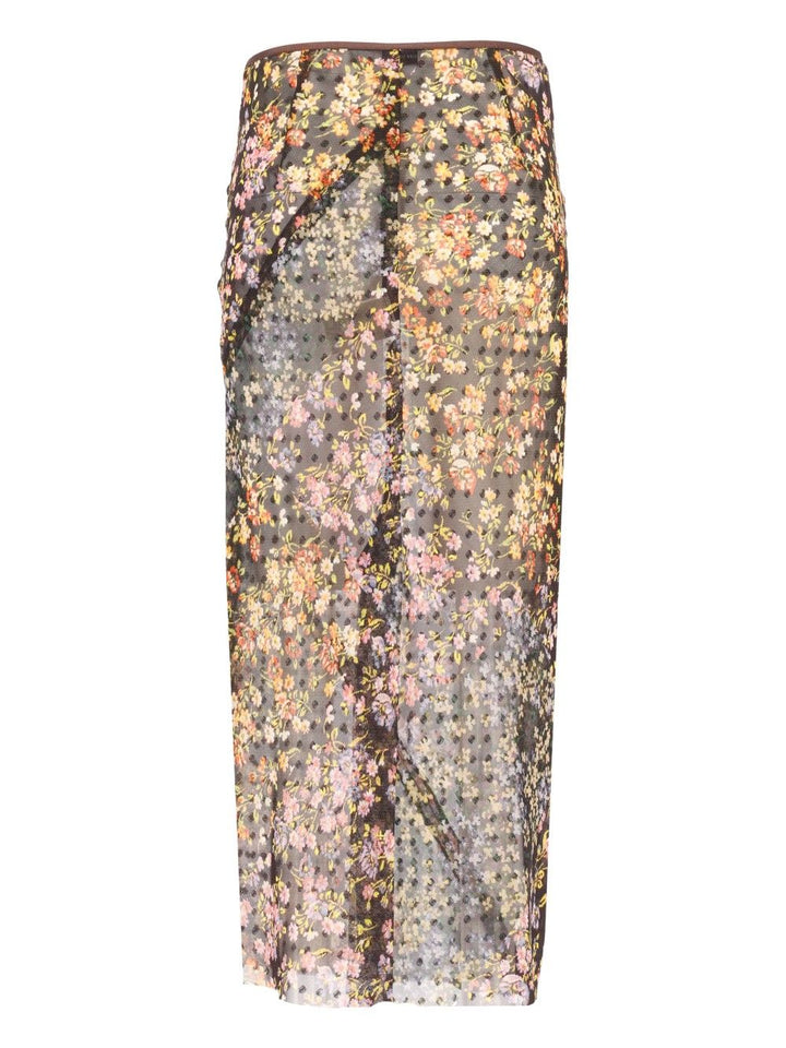 Dries Van Noten Sati Jacquard Printed Long Skirt With Mini Floral Patchwork Gonne - Multicolor | 39a03419acb64f23e1d2d9915e450a295da027cb