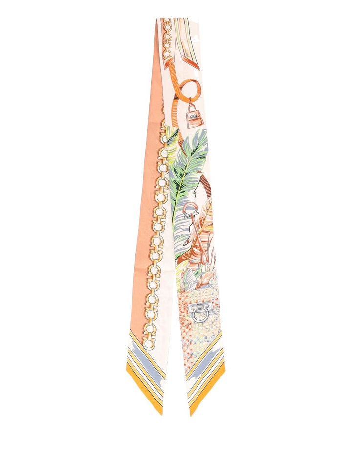 Ferragamo Mini Bandeau Felini Print Scarves And Foulards - Arancione | 5cec23e00ab22f3aed37a810315d5de56fb8a26a