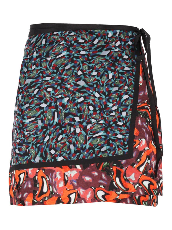 Gabrinas Printed Satin Wrap Mini Skirt Gonne Multicolor