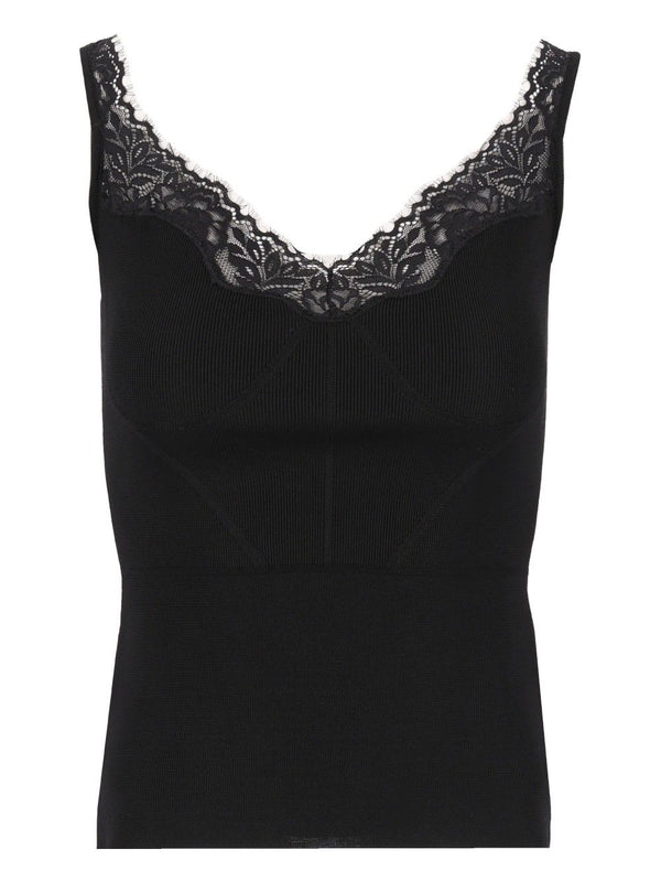 Sleeveless Knitted Top Negro