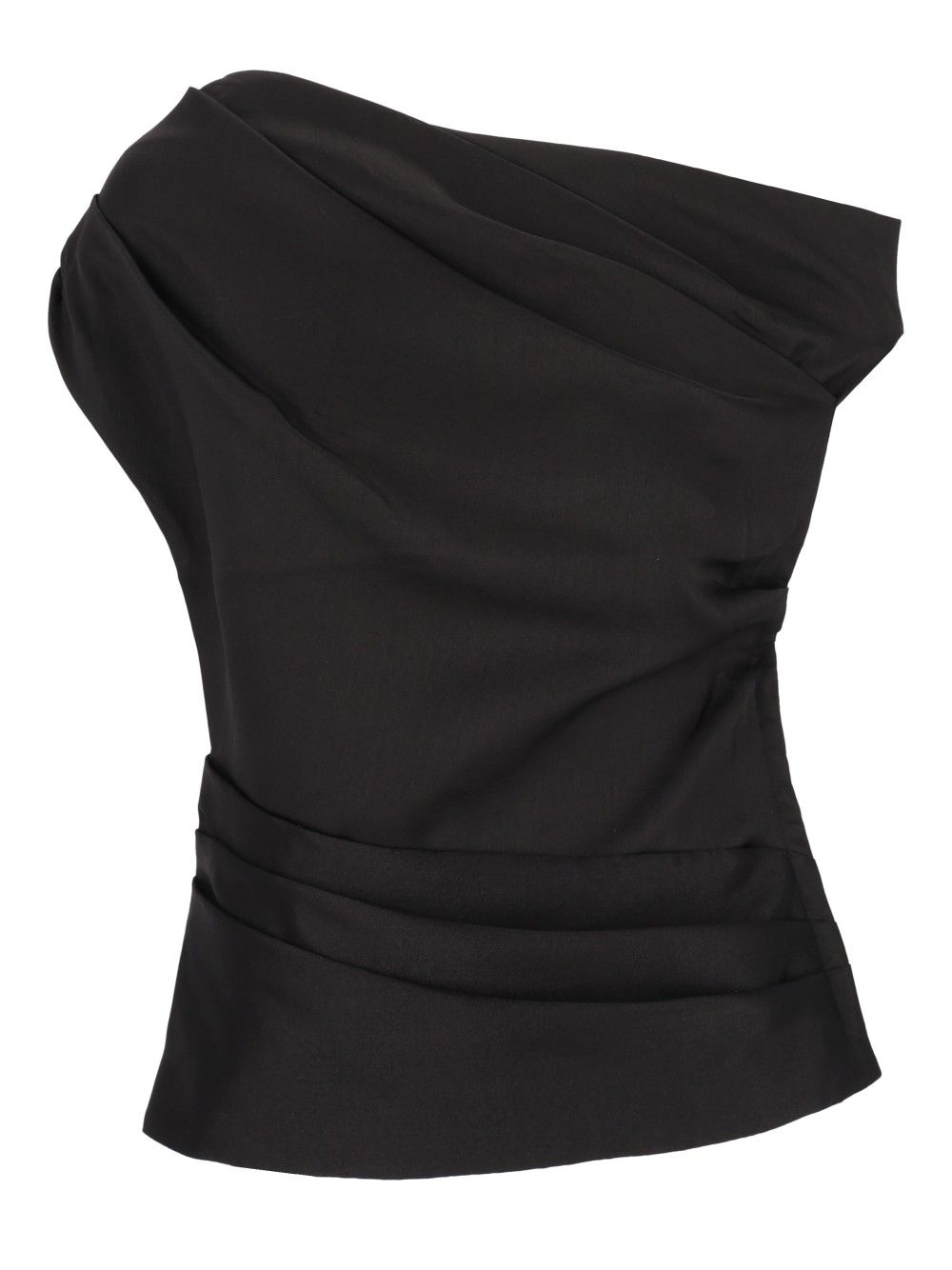 Self-Portrait Draped Taffeta Top Top - Nero | e744be0a60fbb908fb2f0b3c37151a87e47a5d7b