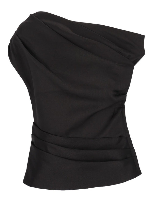 Draped Taffeta Top Negro