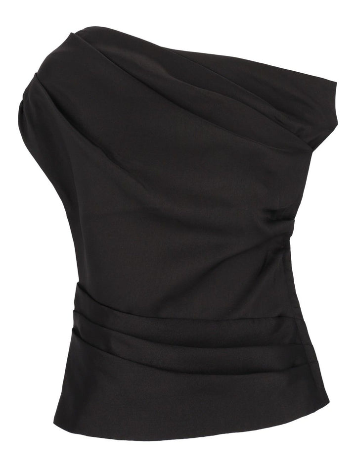 Self-Portrait Draped Taffeta Top Top - Nero | e744be0a60fbb908fb2f0b3c37151a87e47a5d7b