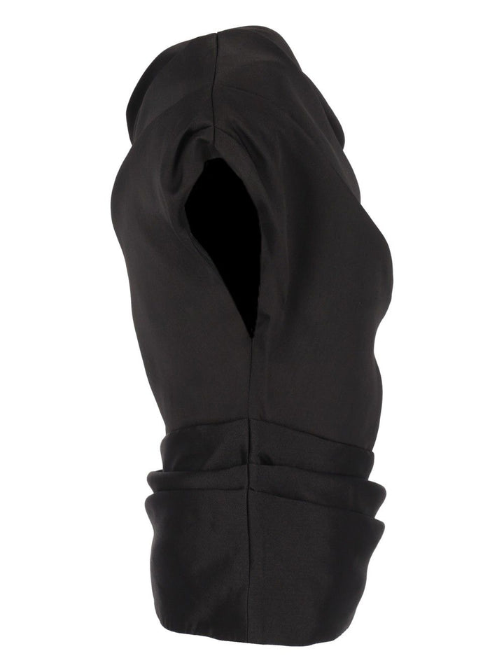 Self-Portrait Draped Taffeta Top Top - Nero | 036106400a0f95288c163f356888316db955013a