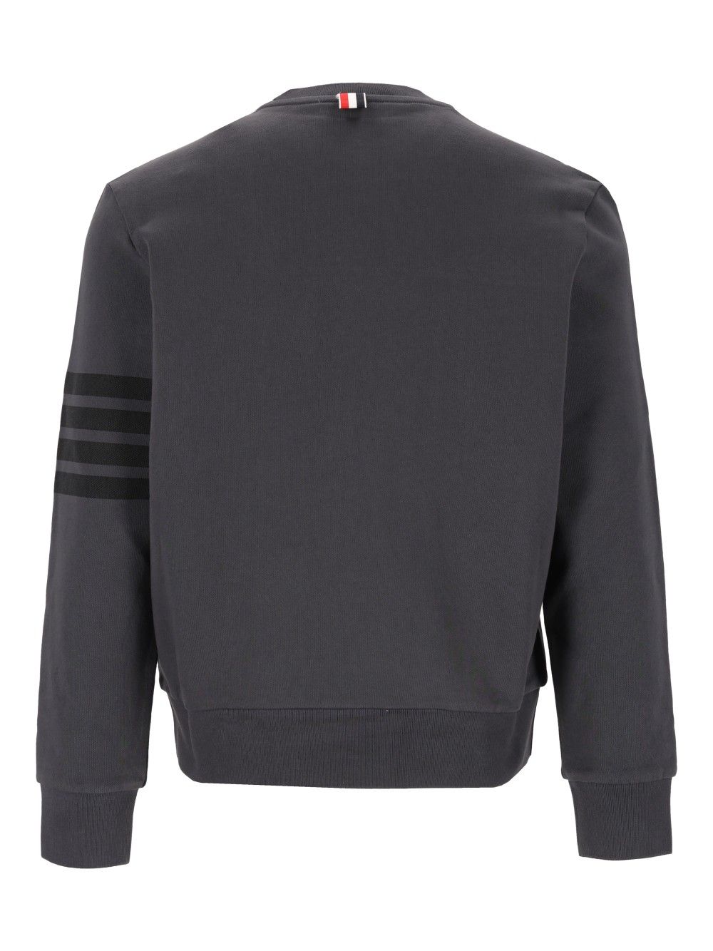 Thom Browne Long Sleeve Crewneck Pullover W/ Tonal Printed 4 Bar In Garment Dyed Loopback Knitwear - Grey | 330170f7abd172d05f24a3059d51cab1eb685608