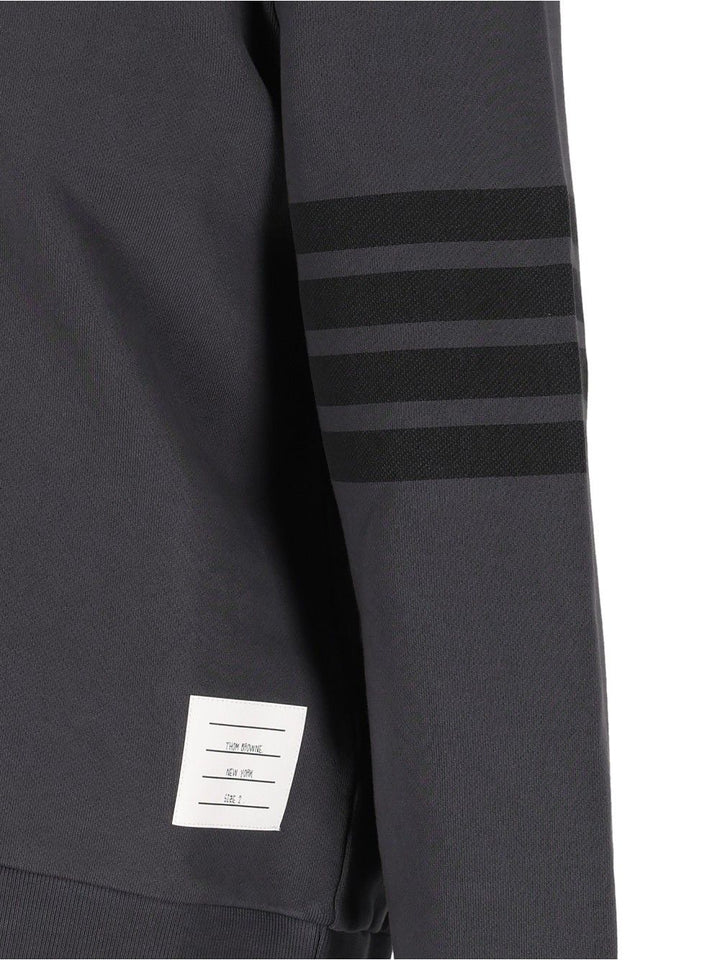 Thom Browne Long Sleeve Crewneck Pullover W/ Tonal Printed 4 Bar In Garment Dyed Loopback Knitwear - Grey | 818d48b920f796c70242e55c2ce2d00016705543