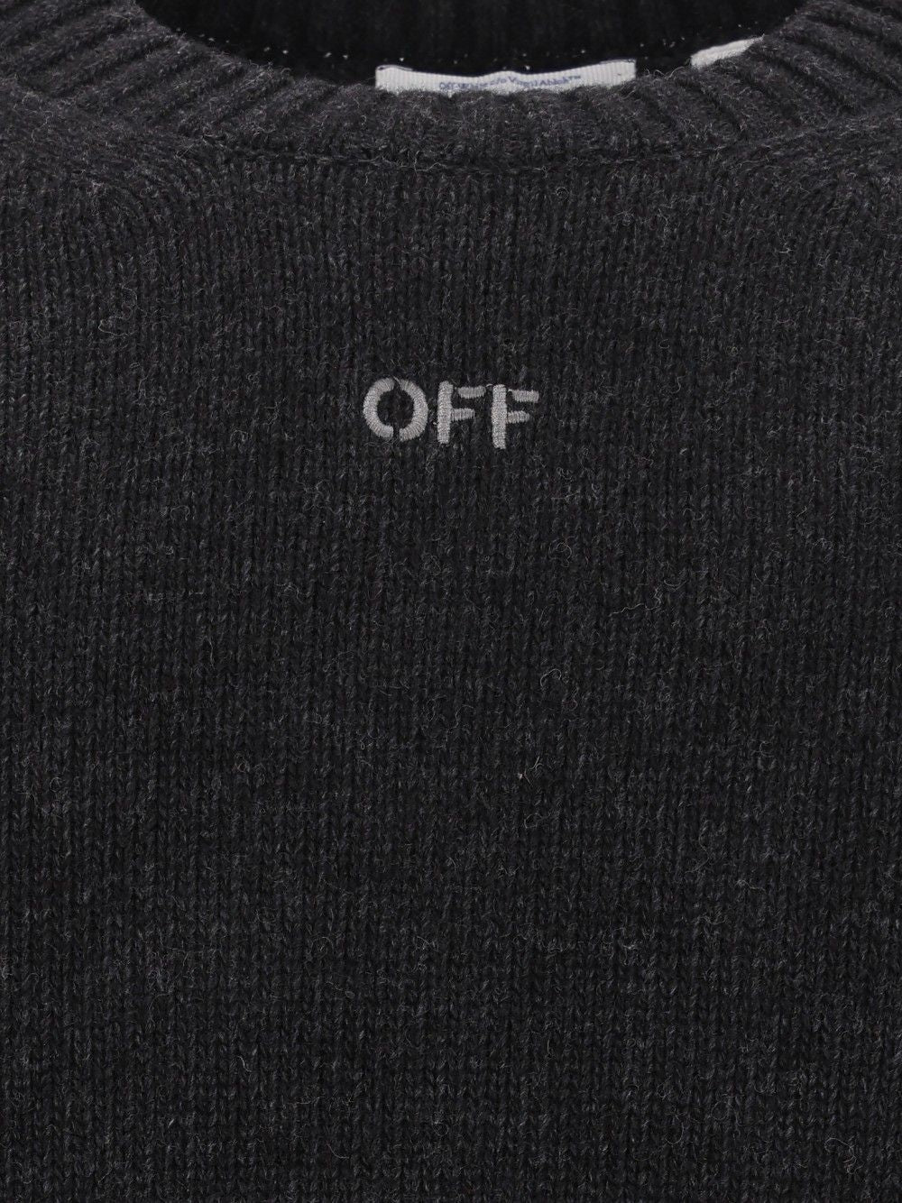 Off-White Diag Arrow Fuzzy Knit Crewneck Knitwear - Grey | 5ebc949055b48c26971fcae6e86ea1114ca7d647