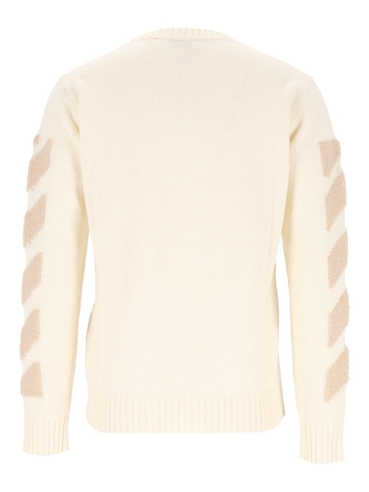 Off-White Diag Fuzzy Knit Crewneck Knitwear - Bianco | d7006e5bc8edbabdda5ef9f57a4c8c9ea252c488