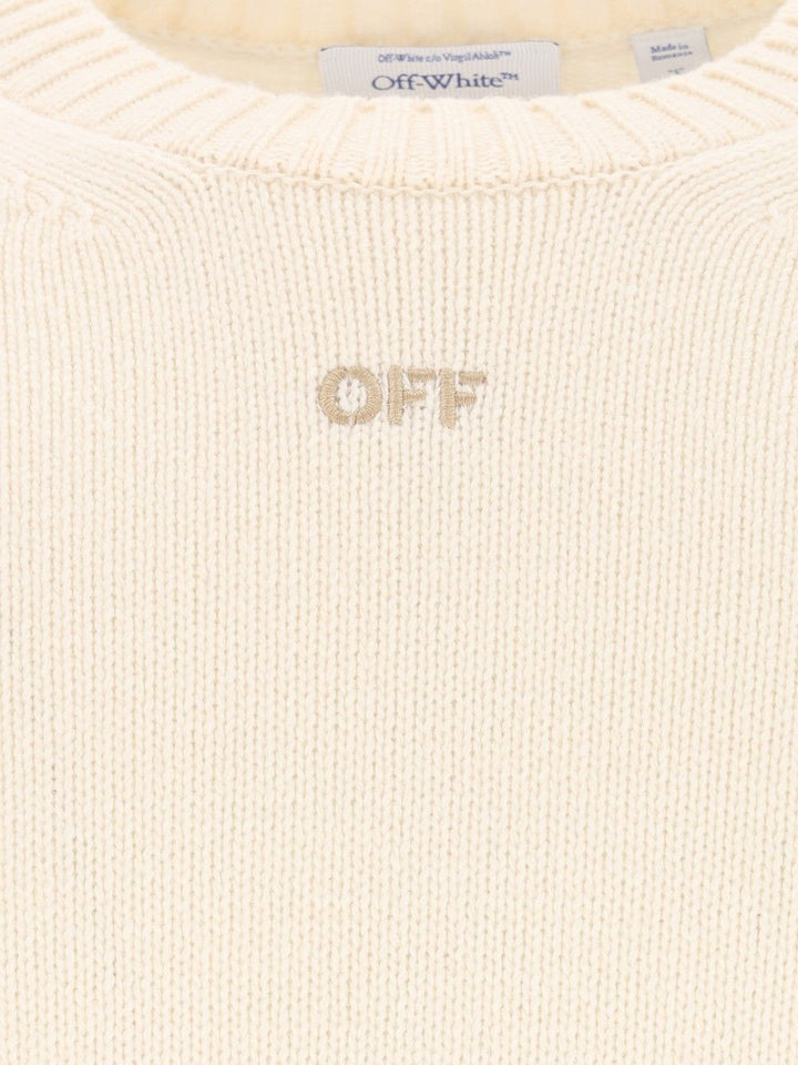 Off-White Diag Fuzzy Knit Crewneck Knitwear - Bianco | 907b47556645d67cd9f357e0a374c71e1371084d
