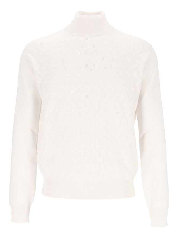 Turtleneck With Inlays Knitwear Bianco
