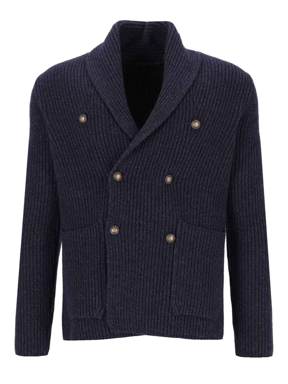 Al Duca D'Aosta Cardigan Doppio Petto Scialle Melange 100 Lana Knitwear - Blu | f9316495b003a5e7a31e80905211fc484c0b758a