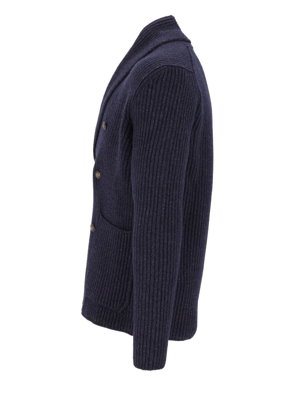 Al Duca D'Aosta Cardigan Doppio Petto Scialle Melange 100 Lana Knitwear - Blu | 90de17794aab8ca575edf010b20be0c18397ec7f