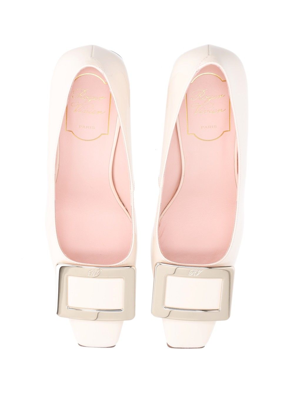 Roger Vivier Belle Vivier Metal Buckle Dec 75 Vernis Luxor Black Decollete - Bianco | 8fd3ea24b6762117bc21e8b91ba95460081cd1ad