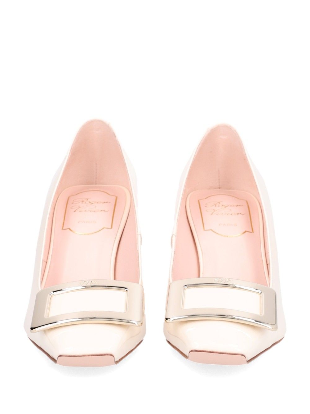 Roger Vivier Belle Vivier Metal Buckle Dec 75 Vernis Luxor Black Decollete - Bianco | bcaf86494645b3a018e7b080da3ab4df6974e254