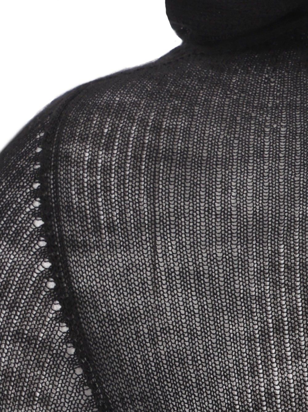 Rick Owens Sheer Hooded Long Sleeve Ribbed Lightweight Cashmere Knit Knitwear - Nero | 4a0766fabaf3b66b24bab6563b22e23ed968cbe1
