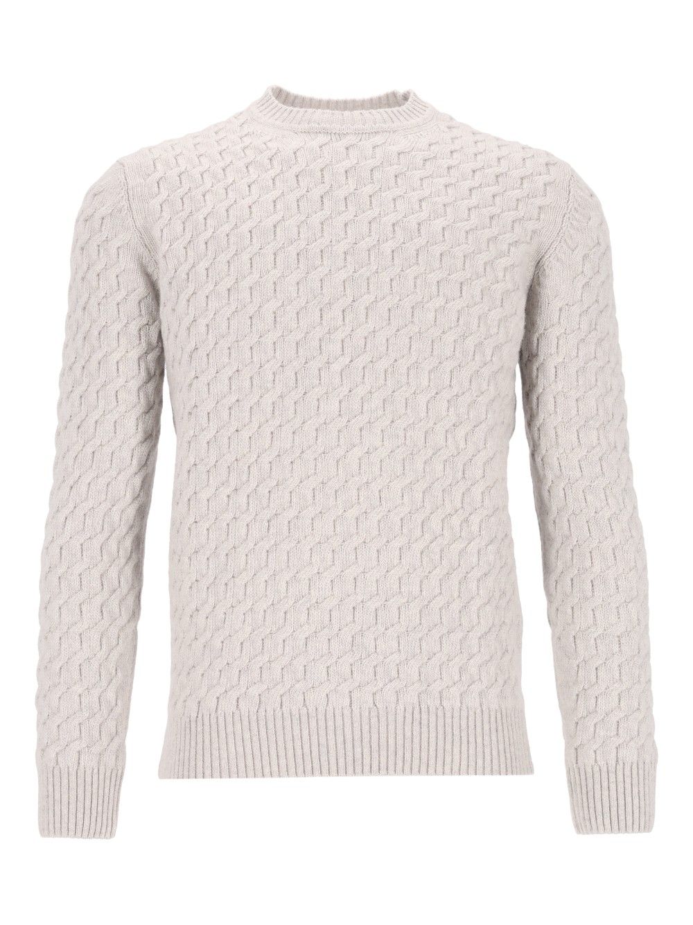 Al Duca D'Aosta Giro Treccia 3d 100 Lana Knitwear - Grey | 64183212fbbce99a80eb6afb74a46b669bf7e613