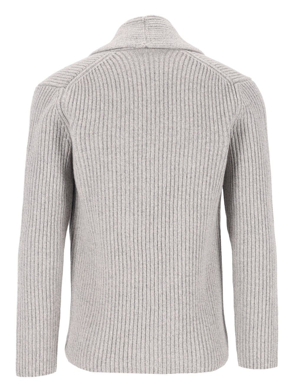 Al Duca D'Aosta Cardigan Doppio Petto Scialle Melange 100 Lana Knitwear - Grey | 5775f2fb12e2eb6beccc282c8786359518fe925c
