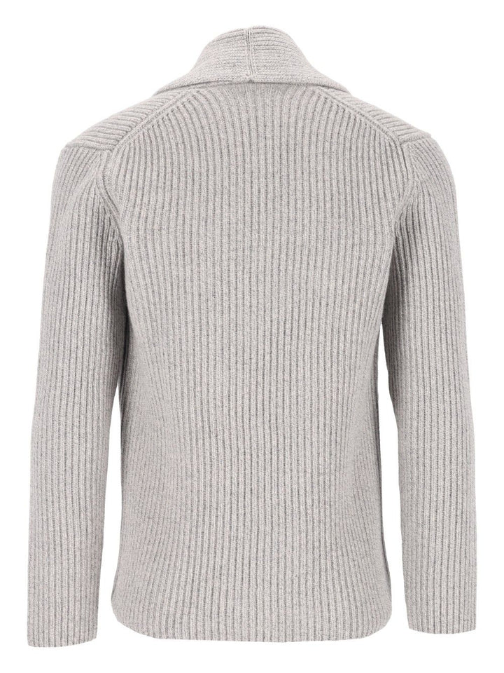 Al Duca D'Aosta Cardigan Doppio Petto Scialle Melange 100 Lana Knitwear - Grey | 5775f2fb12e2eb6beccc282c8786359518fe925c