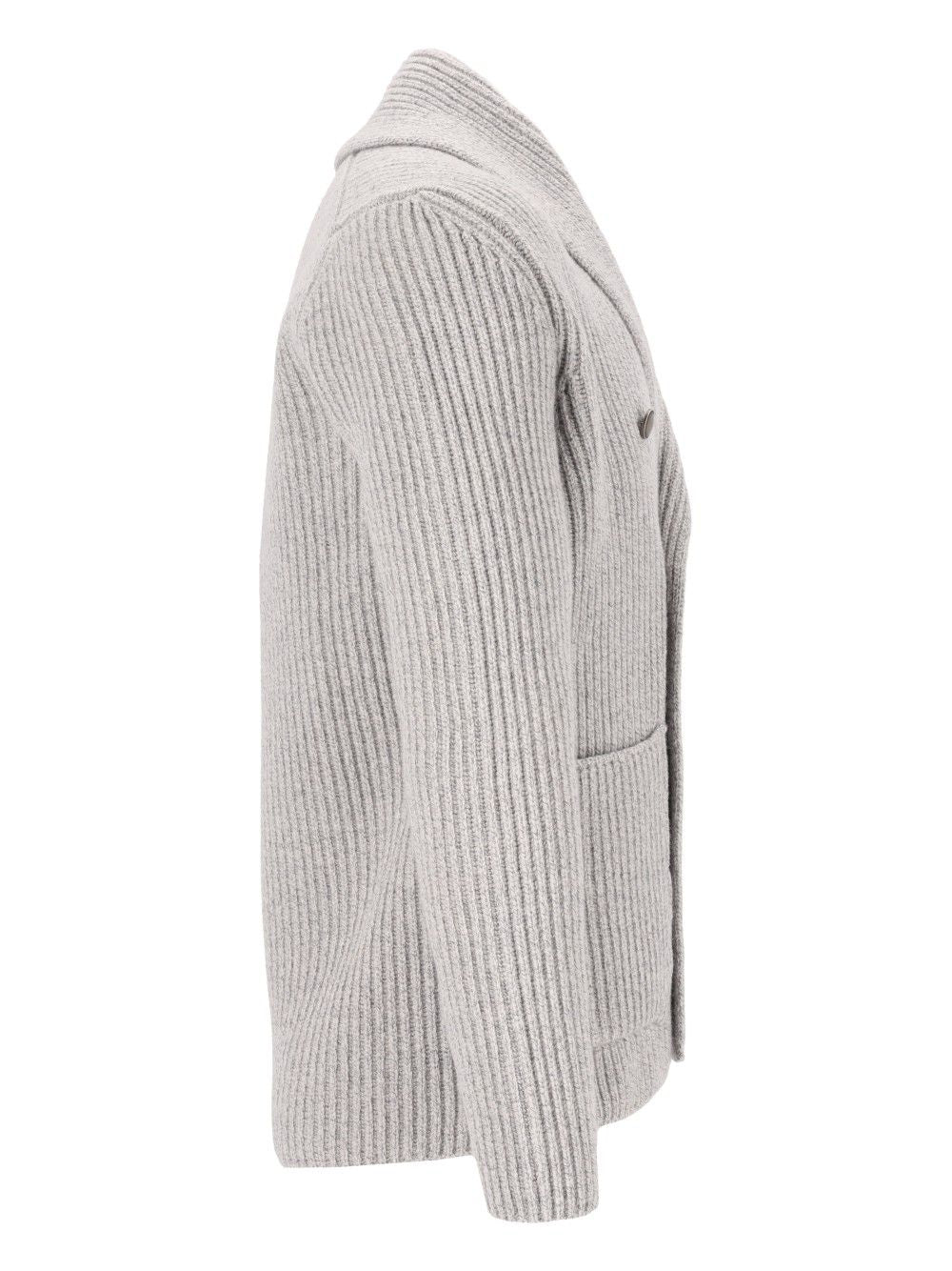 Al Duca D'Aosta Cardigan Doppio Petto Scialle Melange 100 Lana Knitwear - Grey | e7f49d1fc86a17e1ff7da5781b850a48339b8dd4