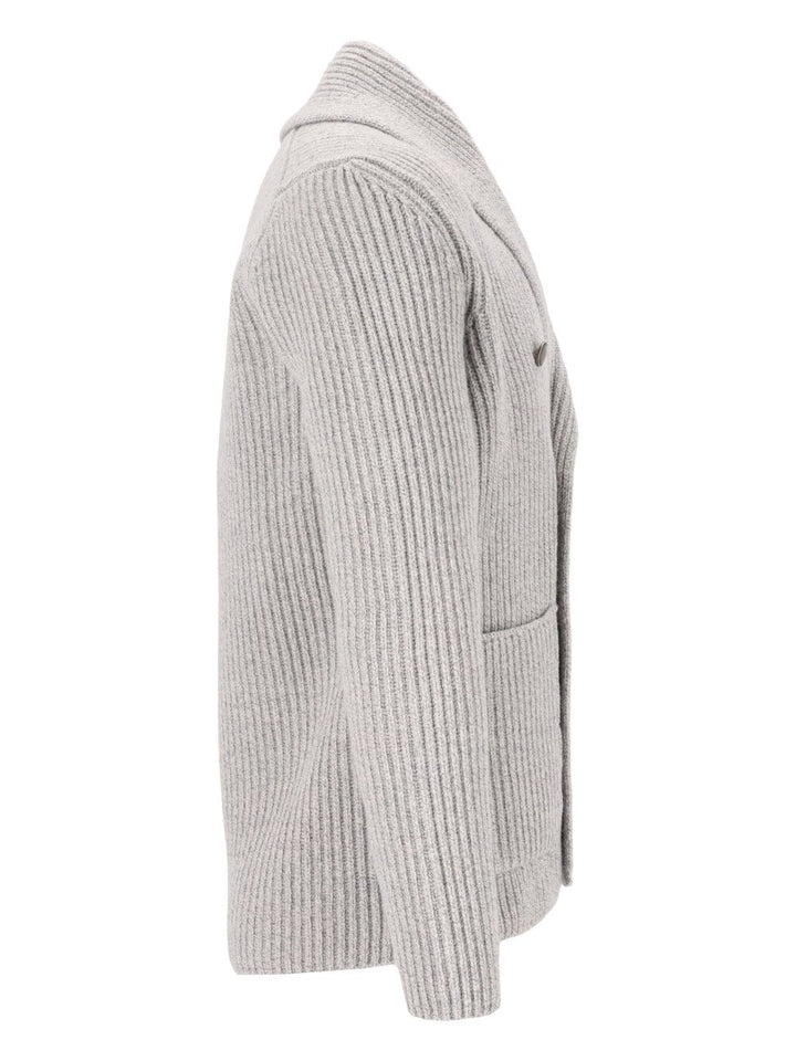 Al Duca D'Aosta Cardigan Doppio Petto Scialle Melange 100 Lana Knitwear - Grey | e7f49d1fc86a17e1ff7da5781b850a48339b8dd4
