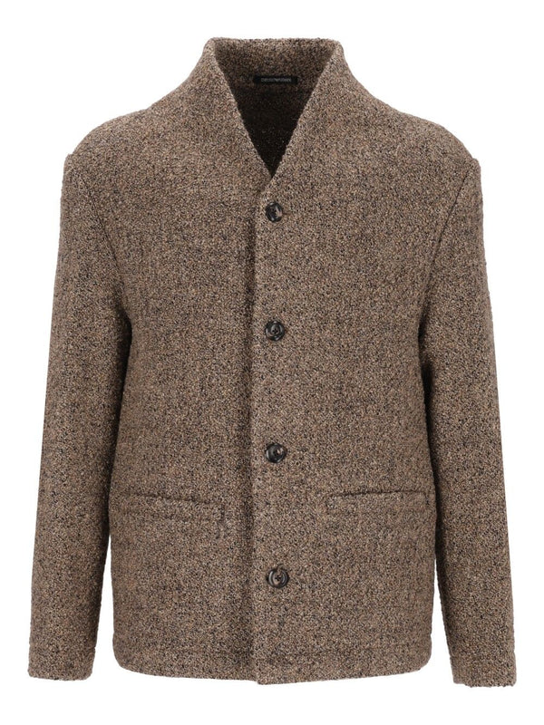 Single-Breasted Jacket In Bouclé Wool Blend Jackets Beige