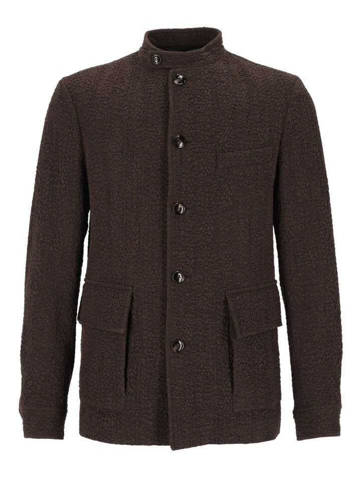 Giorgio Armani Mandarin Collar Blazer Giacche - Marrone | 4fece88f41085bb24015ce1ad1010f875ad79fdb