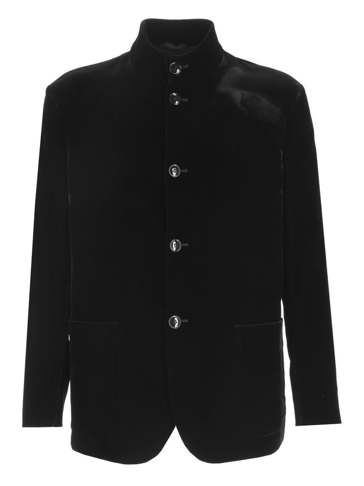 Giorgio Armani Blazer Con Cuello Mandarín Chaquetas Negro