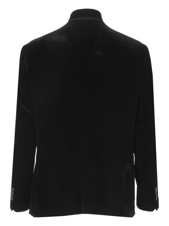 Giorgio Armani Blazer Con Cuello Mandarín Chaquetas Negro