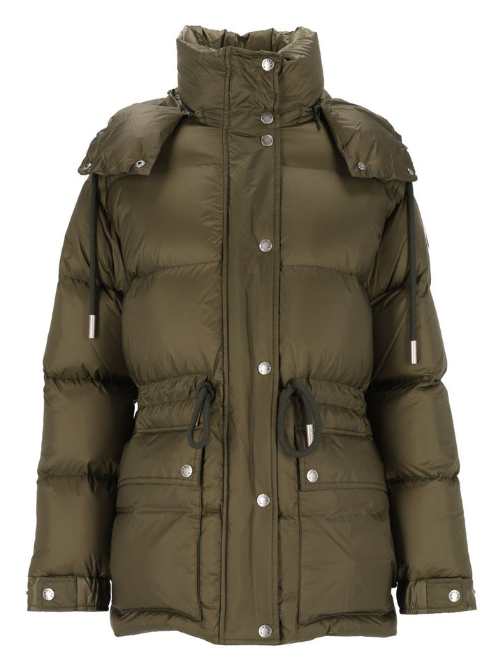 Moncler Sesie Hooded Midi Down Coat Giacche - Verde | 9f8d139ca62381e5eb00d2a9743b69cda52cf90f