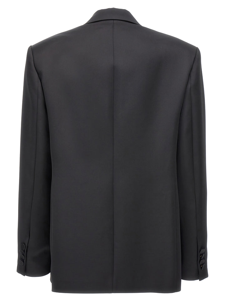 Double-Breasted Satin Blazer Blazer And Suits Nero