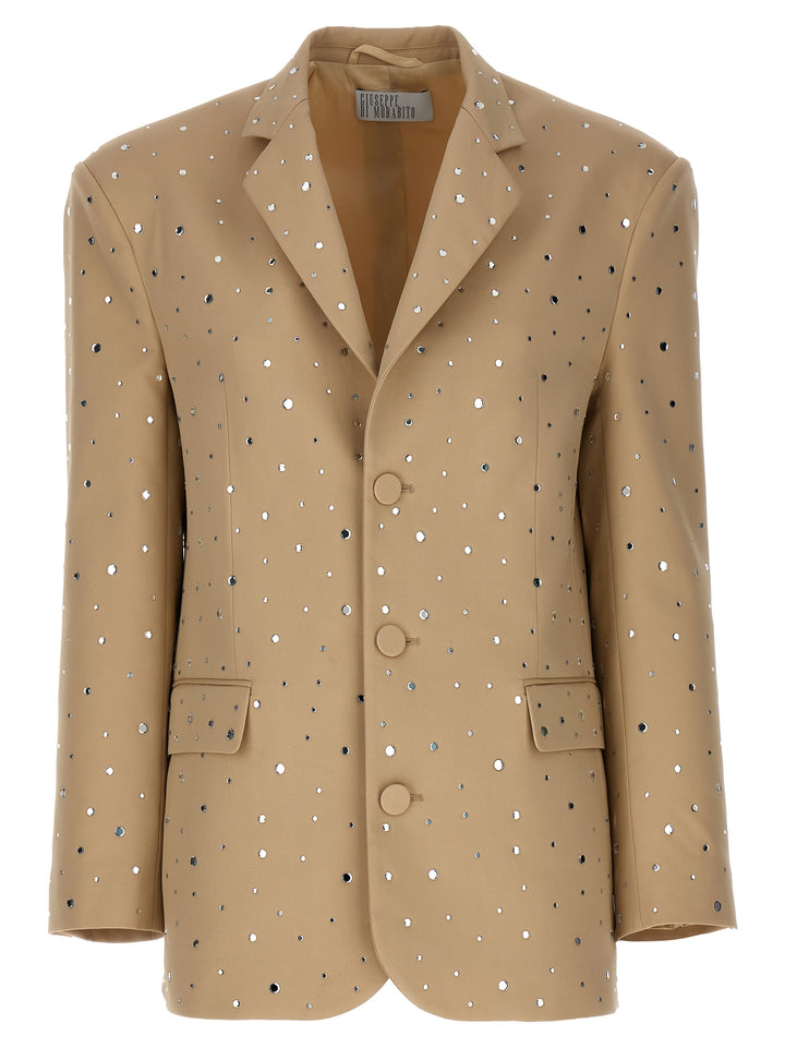 All Over Crystal Blazer Blazer And Suits Beige