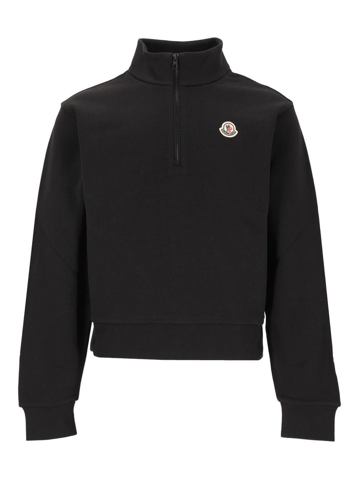 Moncler Cotton Zip-Up Sweatshirt With Logo Sweatshirts - Nero | a6190c7bb755b4e24684e1b03ae324ffce90f892