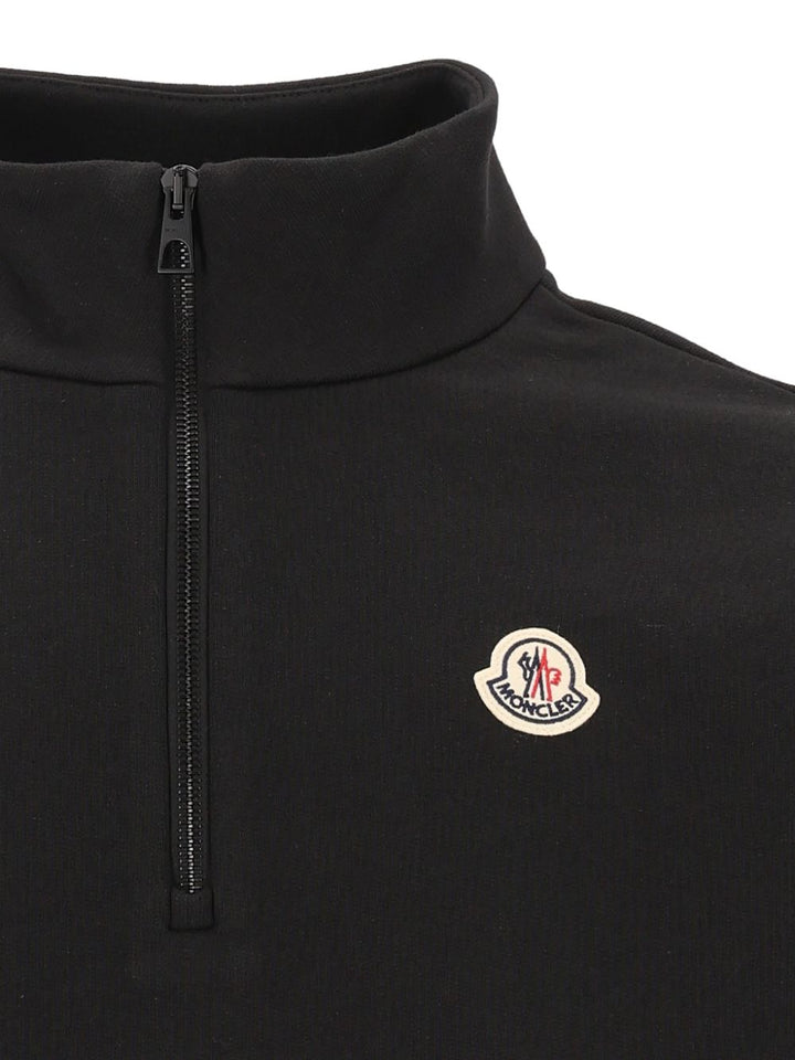 Moncler Cotton Zip-Up Sweatshirt With Logo Sweatshirts - Nero | 4f50f39778265c9a2da9dbd76d18a8a06913d899