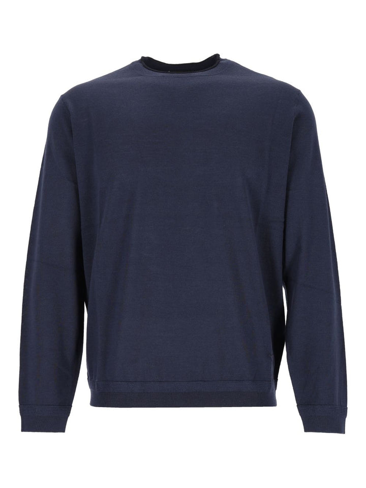 Emporio Armani Crewneck Pullover With Logo Knitwear Blue
