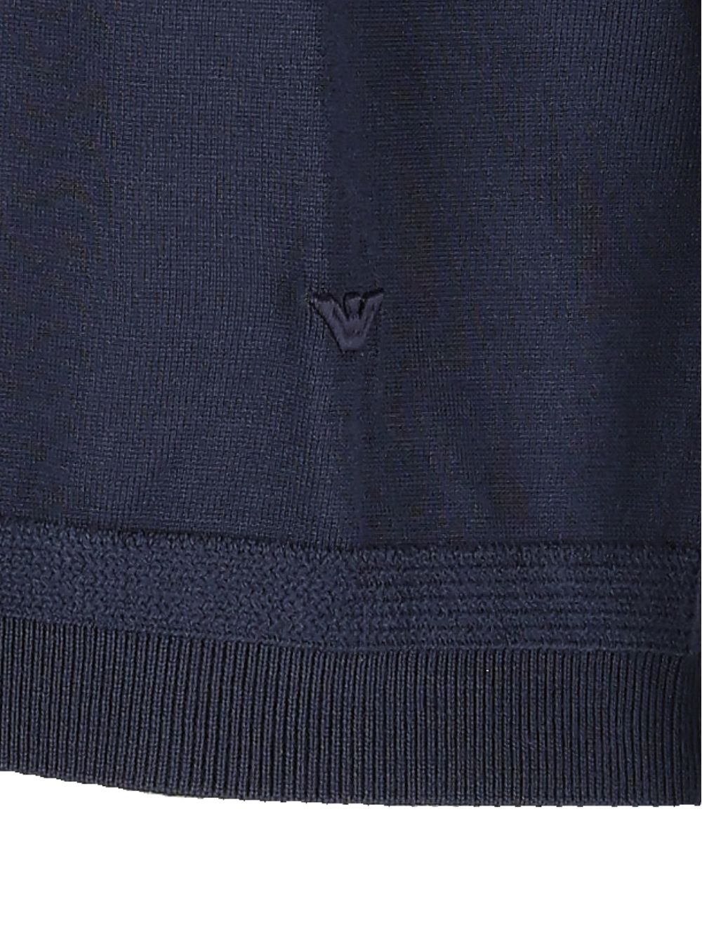 Emporio Armani Crewneck Pullover With Logo Knitwear Blue