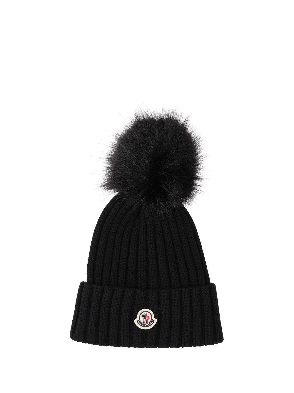 Moncler Wool Hat With Pom Pom Cappelli - Nero | 82aadf133ea0c4b2f36bfdda32edcaf0bab38fba