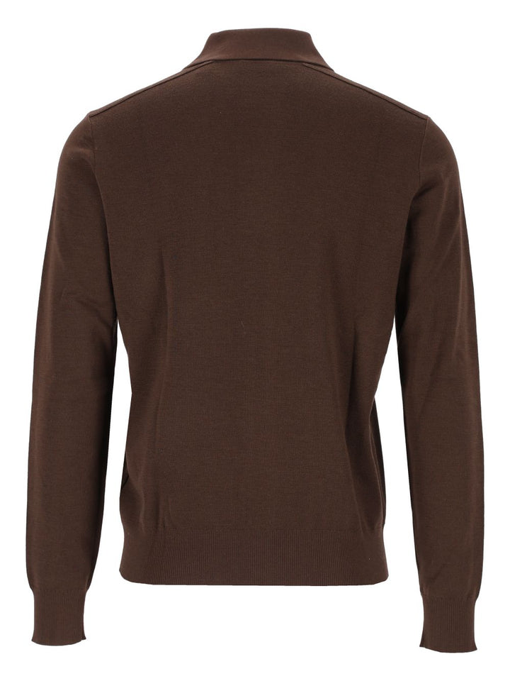 Burberry Long-Sleeved Wool Polo Shirt Knitwear - Marrone | 9e757c9555b889e048bfdcdf655bad45c7c161b6