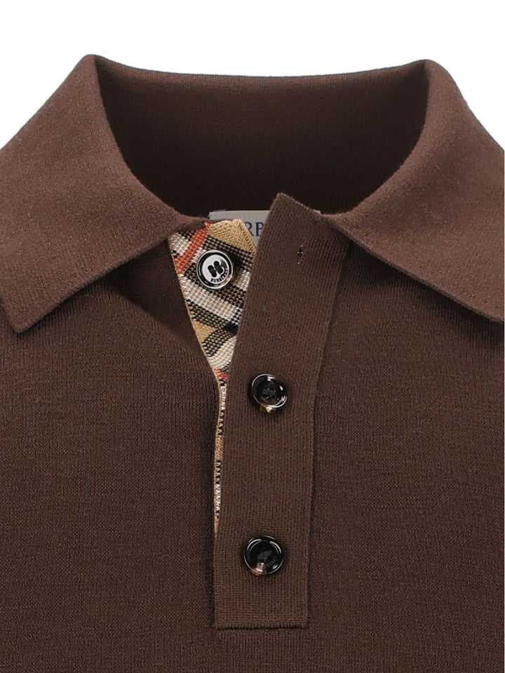 Burberry Long-Sleeved Wool Polo Shirt Knitwear - Marrone | bddfa1d12c242304032c570741bf8875ee112e53