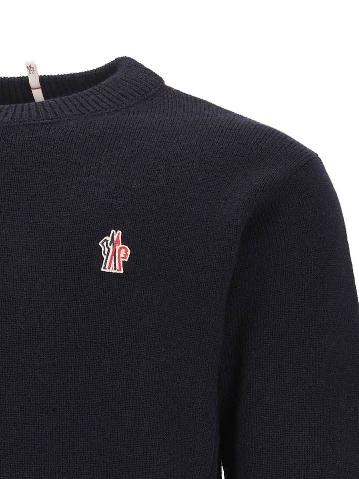 Moncler Grenoble Wool Sweater With Logo Knitwear - Blu | 448672d2a486a3c3b473ac1279ad7a2dc5c539e9