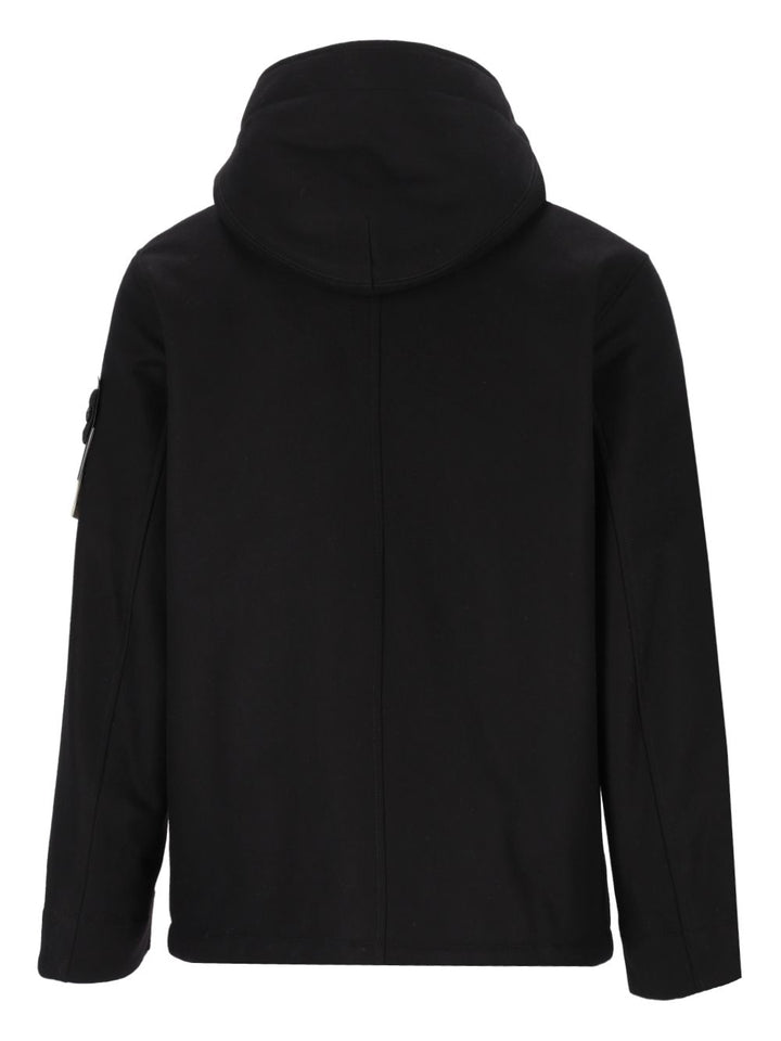Stone Island Cloth Hooded Coat Giacche - Nero | 677b417f31295f7a4da34e096052e93620fa3e46