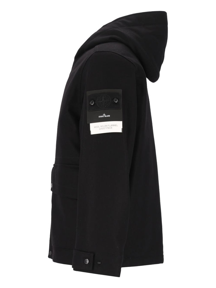 Stone Island Cloth Hooded Coat Giacche - Nero | e3e4219288cbb84e05a66db23009401dfce0fd5a