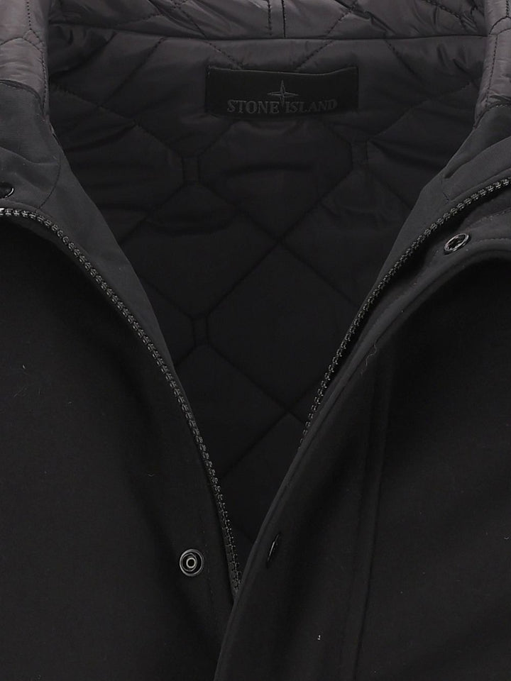 Stone Island Cloth Hooded Coat Giacche - Nero | 081dbe342b3865547579bdd9931083f22402be22